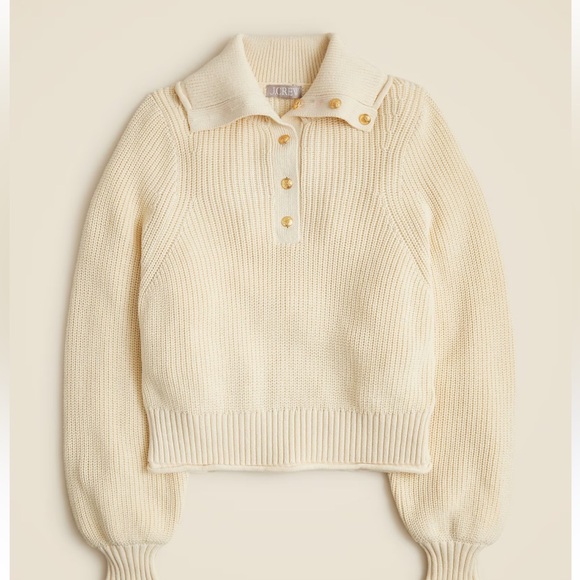 J crew Ribbed cotton button-collar sweater small - Picture 1 of 5